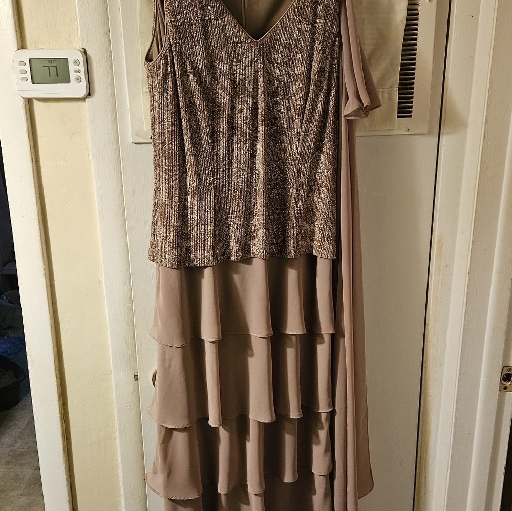 Patra Brown Asymmetrical Layered Dress